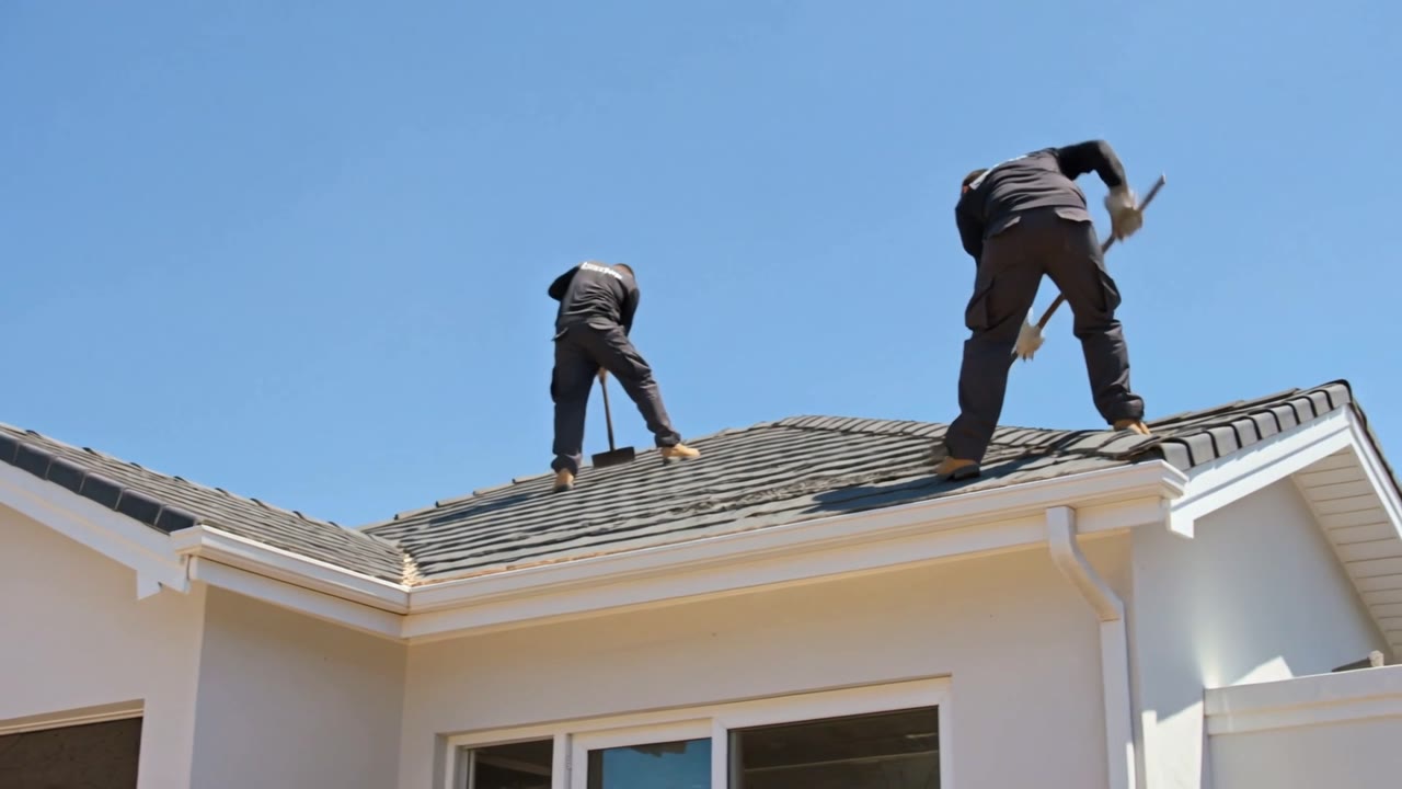 Asbestos Removal Pretoria - contractors stripping asbestos cement roof sheets from a house roof